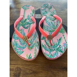 Lilly Pulitzer Womens 11 Pink/Green Palm Tree Print Pool/Beach